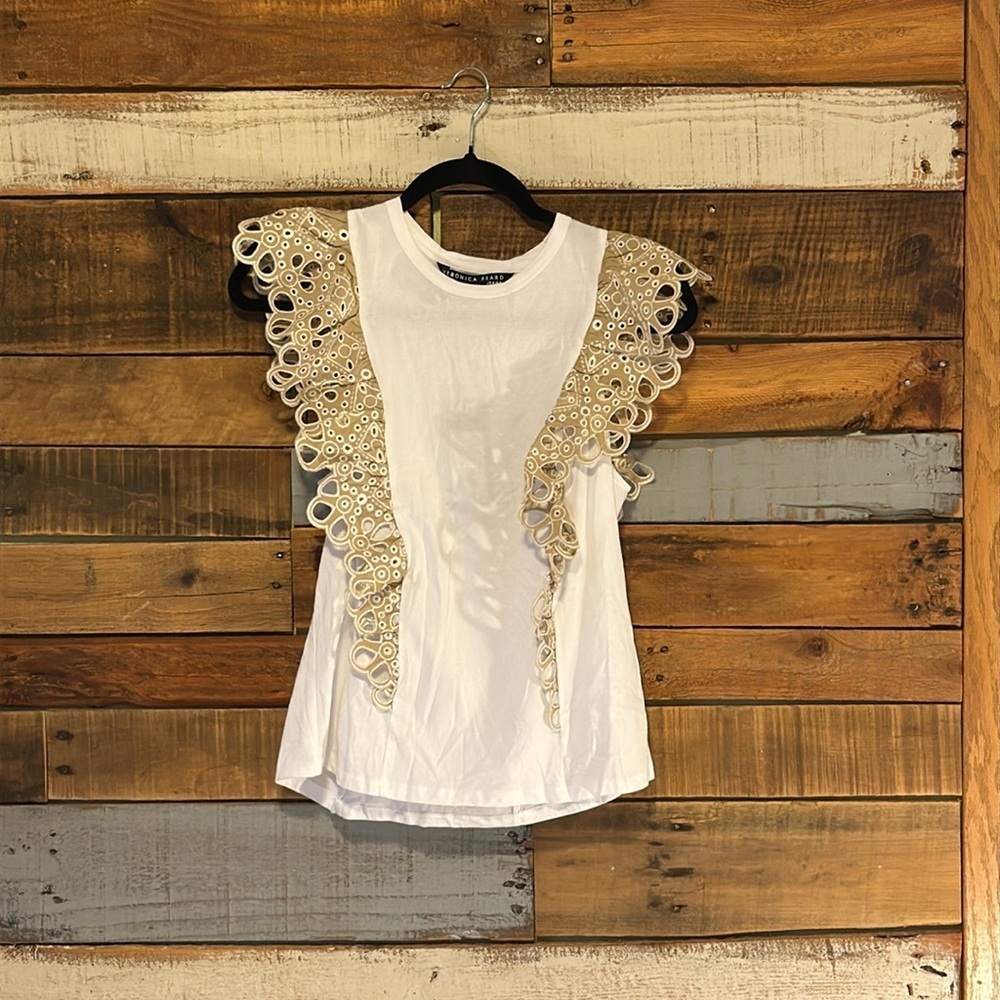 NWT VERONICA BEARD Jadi Ruffled Cotton Tee - Picture 6 of 8